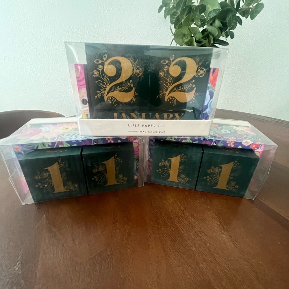 Rifle Paper Co. Green and Gold Perpetual Calendar Set